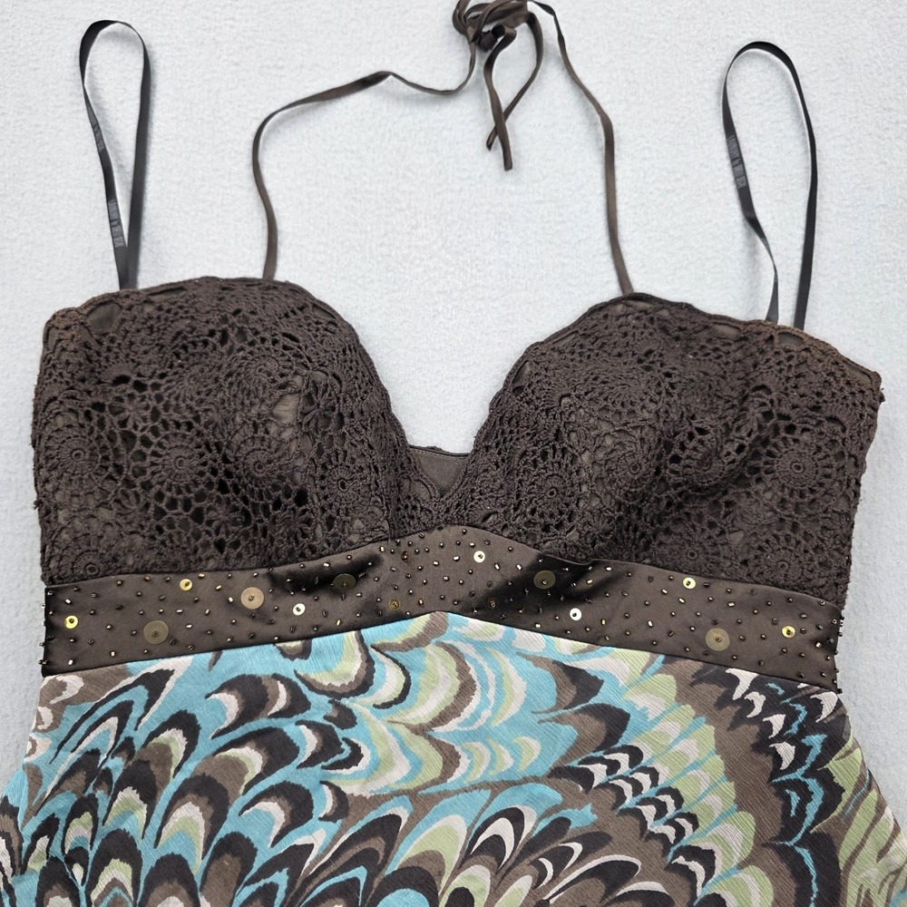 Laundry by Shelli Segal Halter Top Womens Small Crochet Lace 100% Silk VTG Y2K - Picture 5 of 11